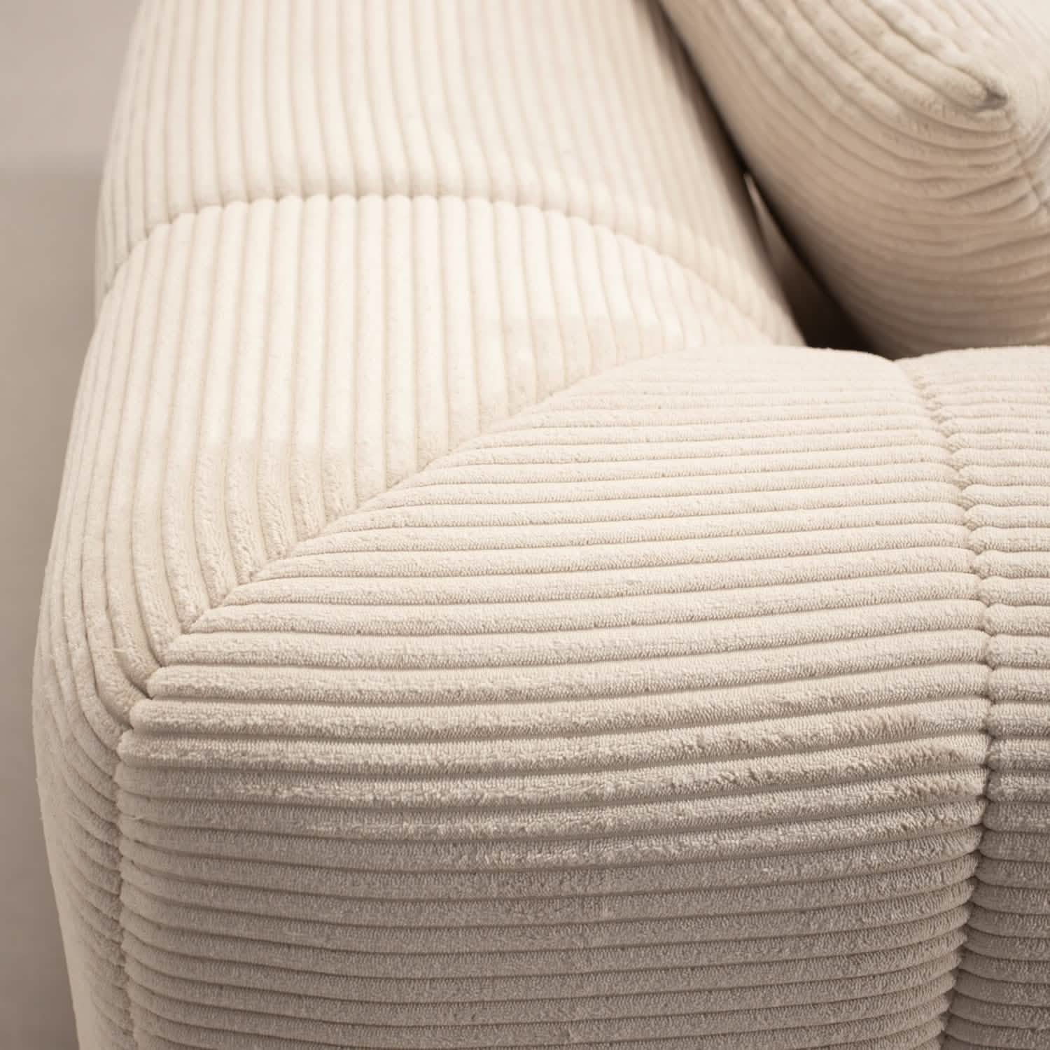 Bora Sofa i Lys Bredriflet Fløjl - Venstrevendt - 300 cm