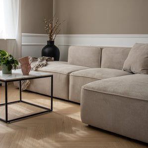 Benne 2-pers. open-end med chaiselong - Venstrevendt - Beige