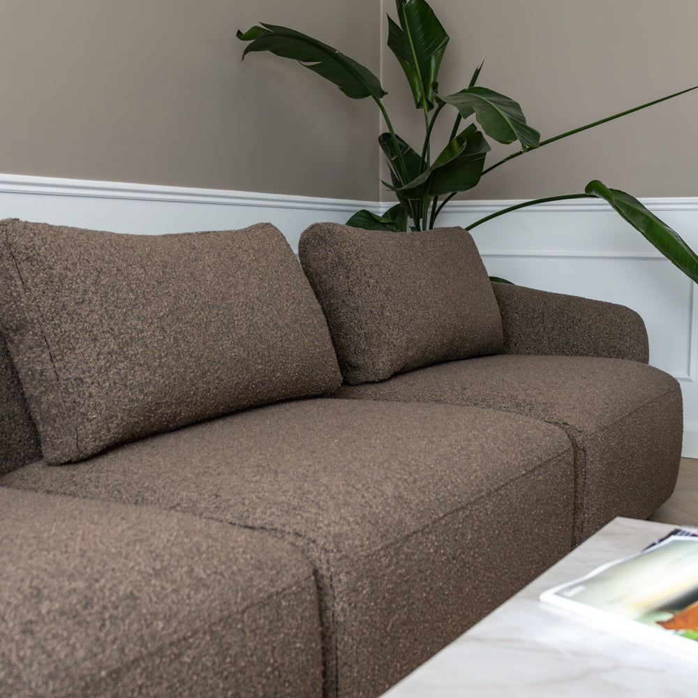 Nolio Modulsofa - Brun Bouclé med højrevendt chaiselong - 315 cm