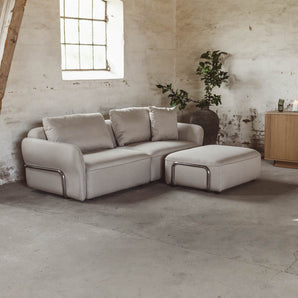 Lino sofa inkl. puf med chrome stel - Beige