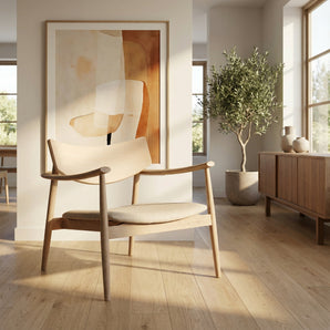 Lara Loungestol i Lys Natur eg m. Beige stof sæde