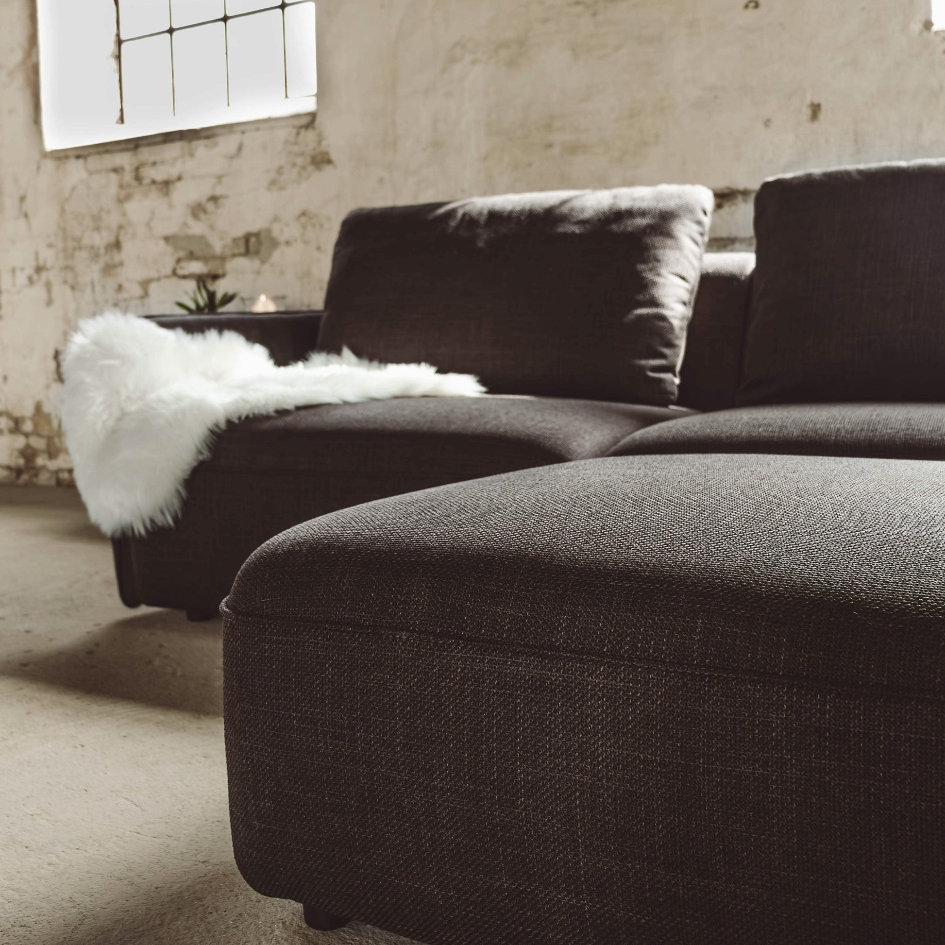 Lino Sofa m. Puf m. Chrome Stel - 230 cm - Brun