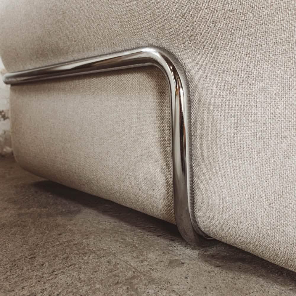 Lino Sofa m. Puf m. Chrome Stel - 230 cm - Beige