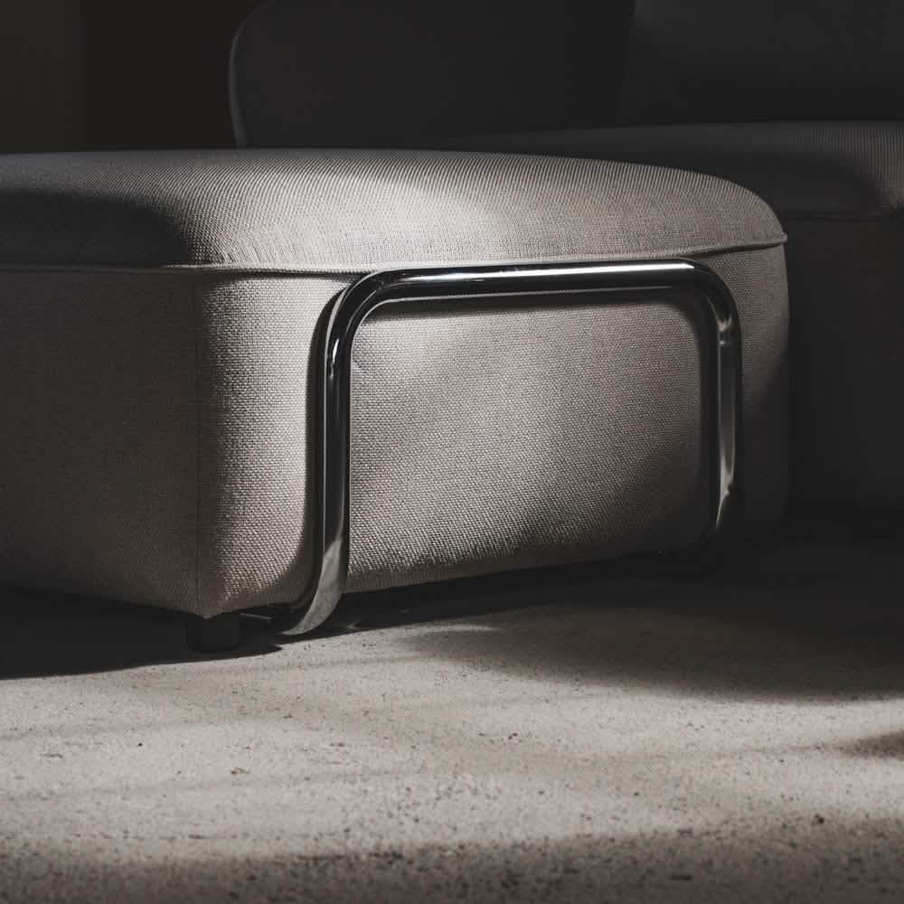 Lino Sofa m. Puf m. Chrome Stel - 230 cm - Beige