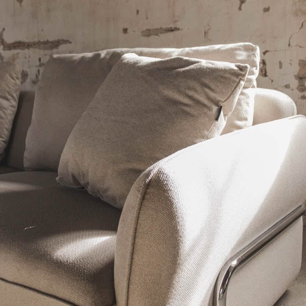 Lino Sofa m. Puf m. Chrome Stel - 230 cm - Beige