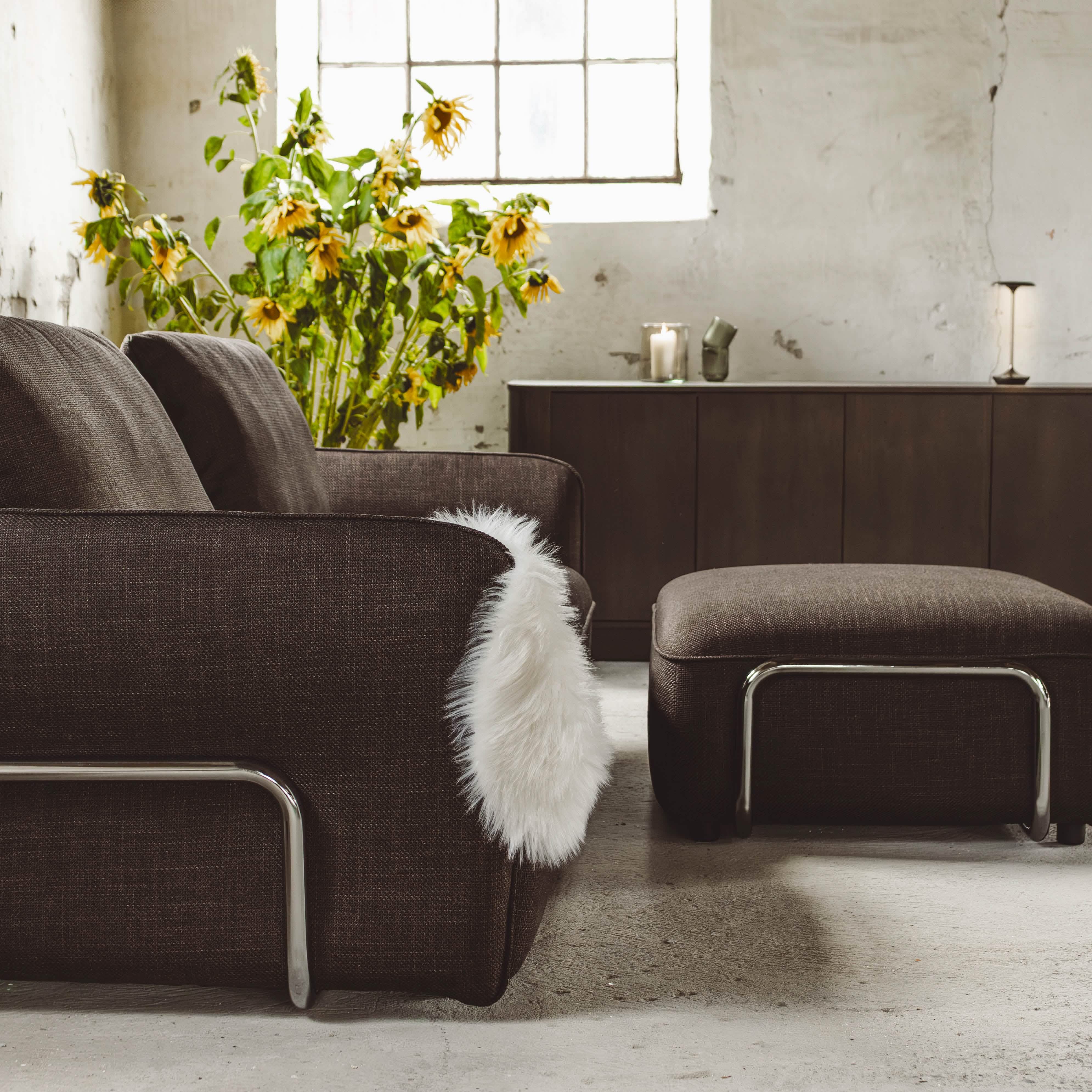 Lino Sofa m. Puf m. Chrome Stel - 230 cm - Brun