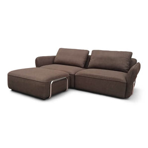 Lino Sofa i 230 cm inkl. puf med kromstel - Brun