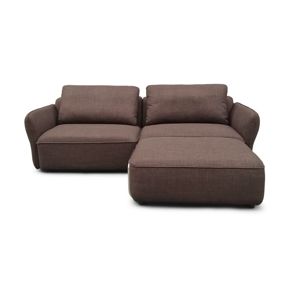 Lino Sofa m. Puf m. Chrome Stel - 230 cm - Brun