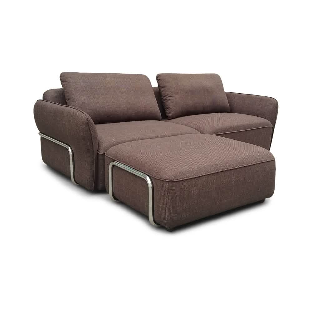 Lino Sofa m. Puf m. Chrome Stel - 230 cm - Brun