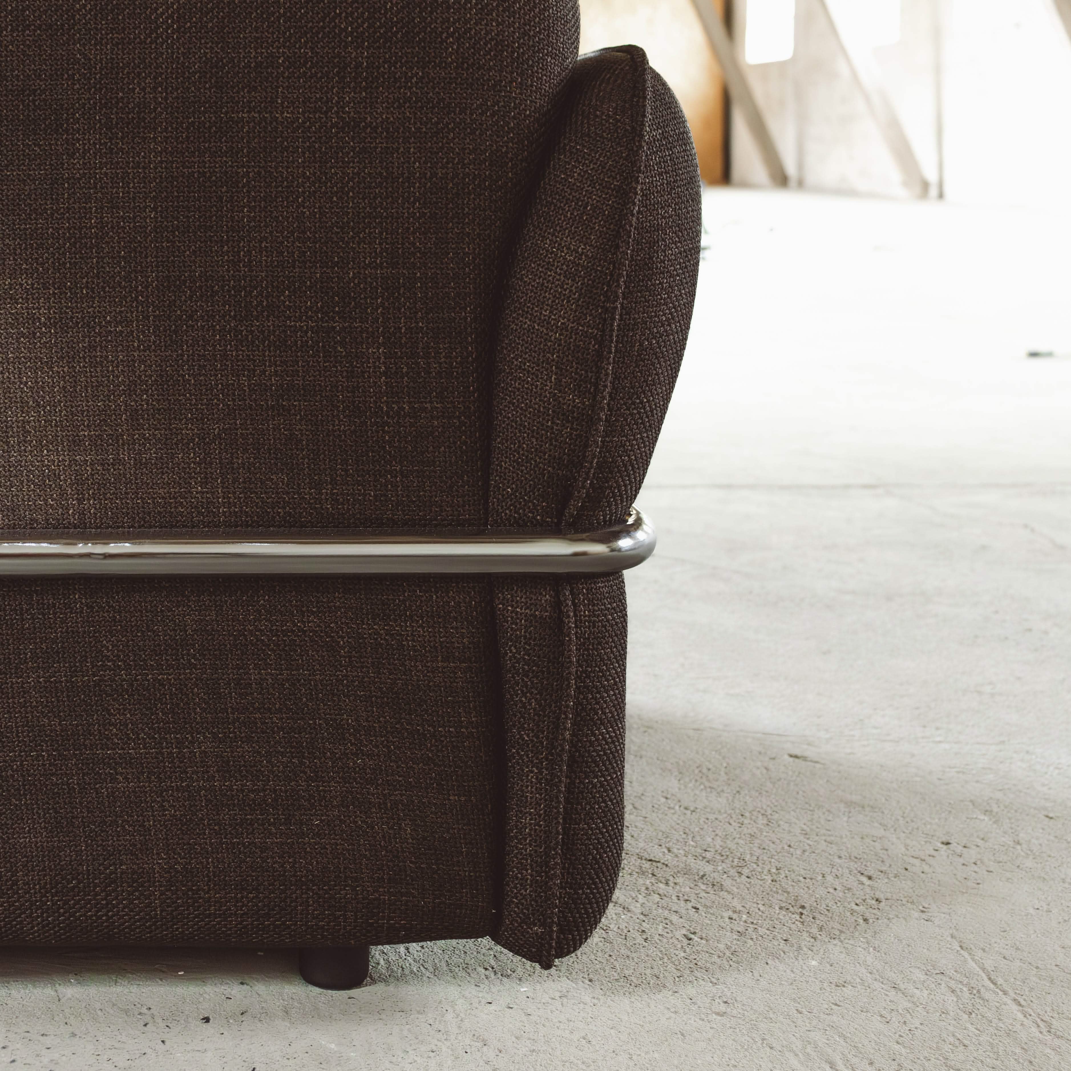 Lino Sofa m. Puf m. Chrome Stel - 230 cm - Brun