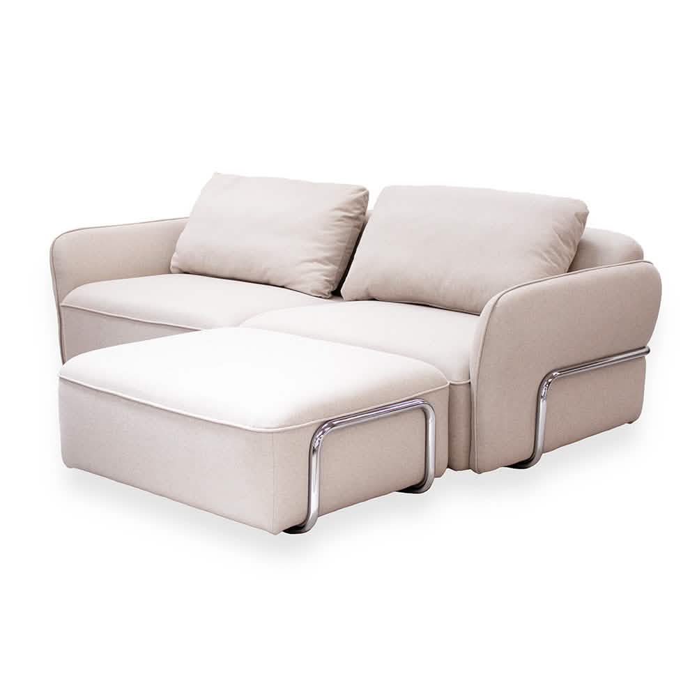 Lino Sofa m. Puf m. Chrome Stel - 230 cm - Beige