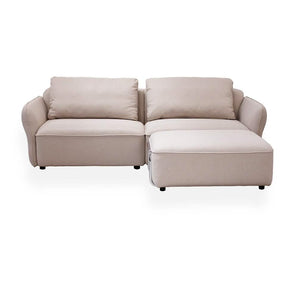 Lino Sofa inkl. puf med chrome stel - Beige