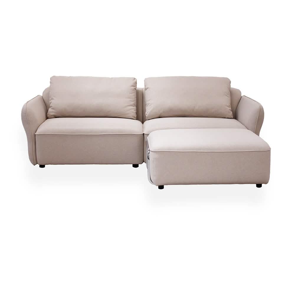 Lino Sofa m. Puf m. Chrome Stel - 230 cm - Beige