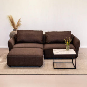 Lino Sofa i 230 cm inkl. puf med kromstel - Brun