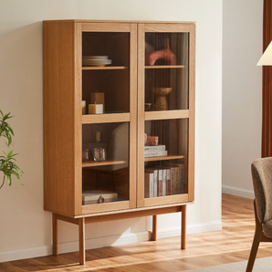 Liora Vitrineskab i Natur eg  - 166 cm