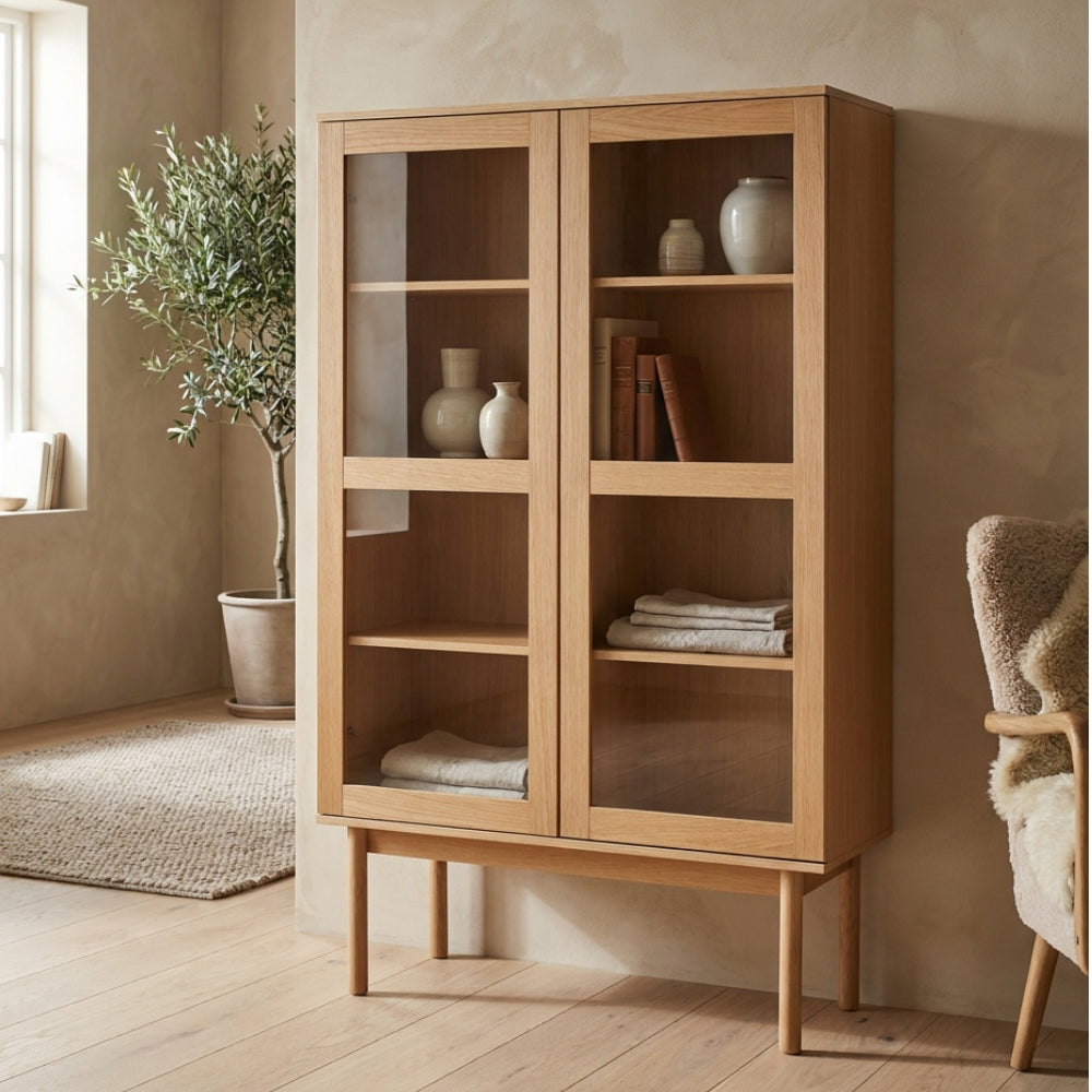 Liora Vitrineskab i Natur eg  - 166 cm
