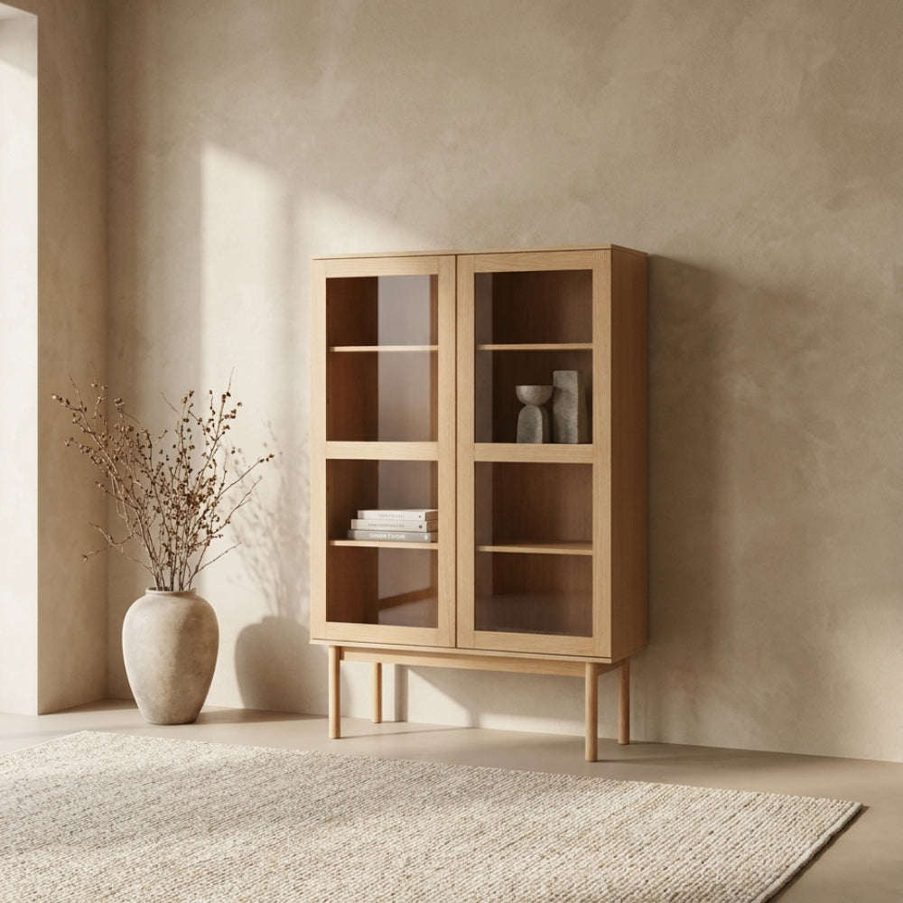 Liora Vitrineskab i Natur eg  - 166 cm