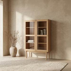 Liora Vitrineskab i Natur eg  - 166 cm