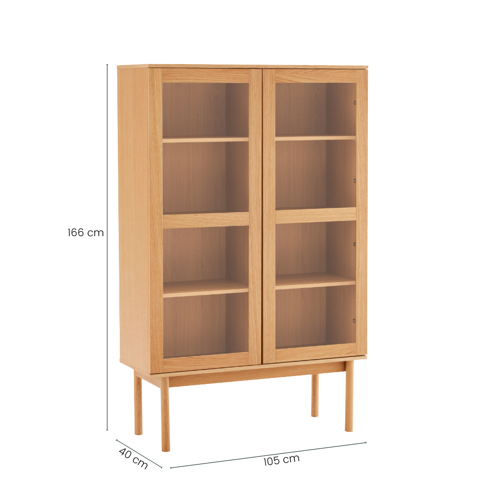 Liora Vitrineskab i Natur eg  - 166 cm