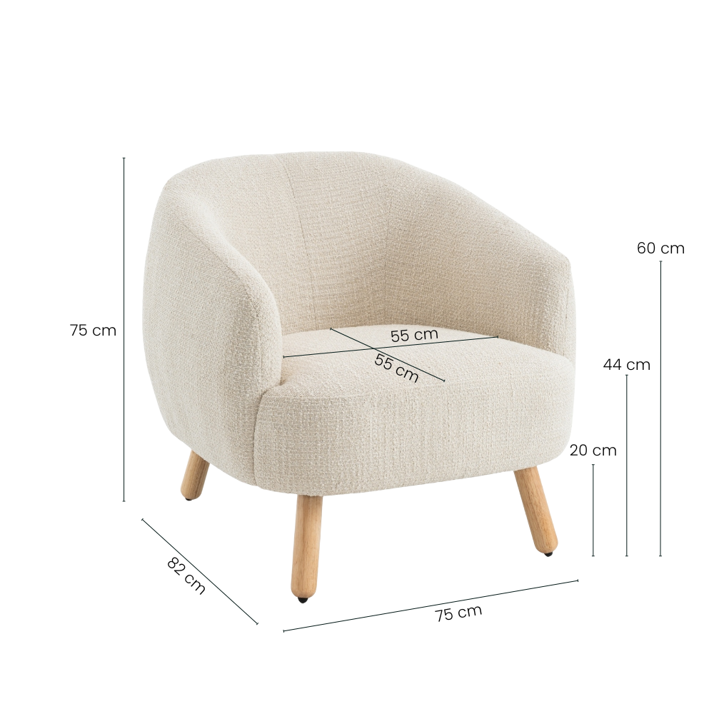 Luca Loungestol - Beige Bouclé