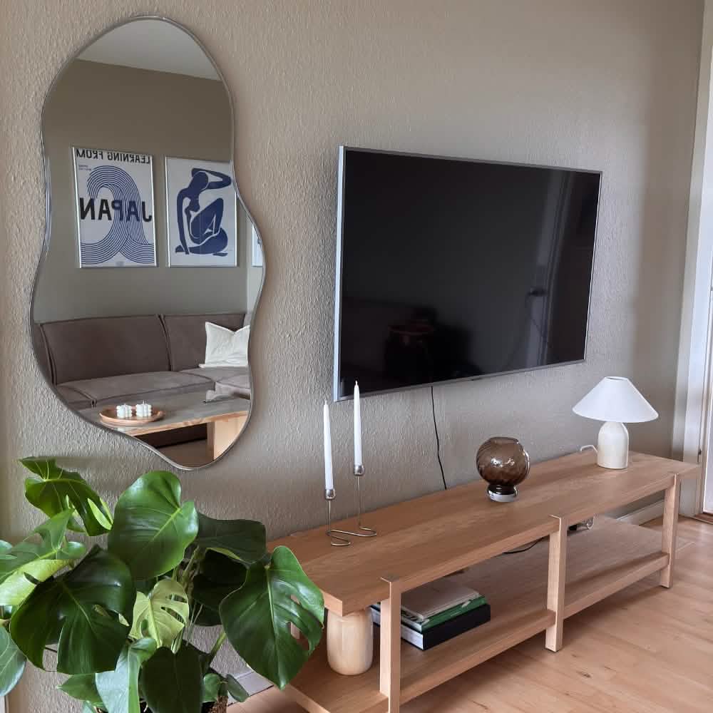 Lugo Organisk Spejl i 110 cm - Facetslebet kant