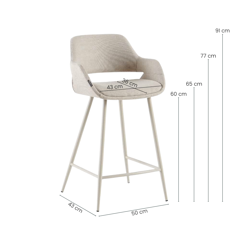 Luis Barstol - Beige Lumos med Beige Metalben