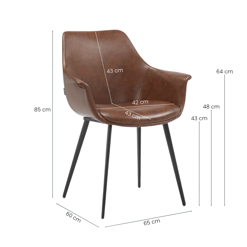 Luis Spisebordsstol - Cognac PU