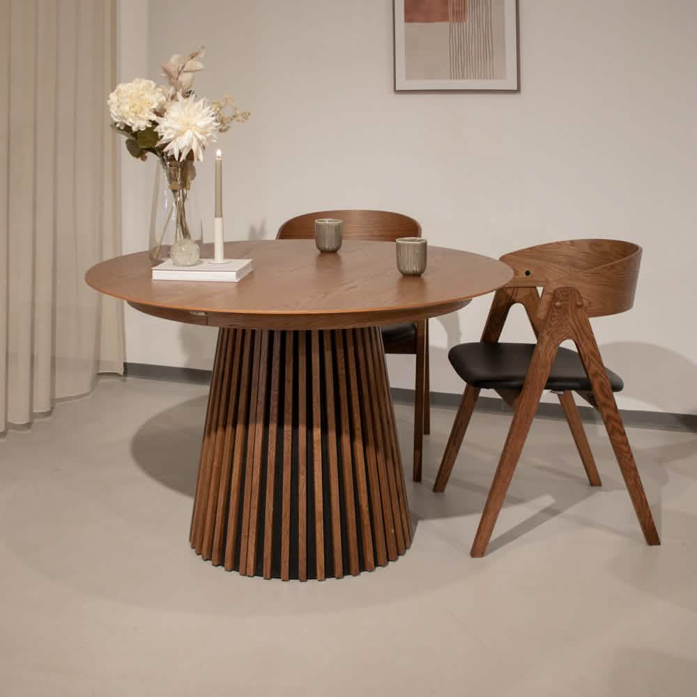 Måne Lamel Spisebord M. Tillægsplader - Espresso Ø120-165-210 cm