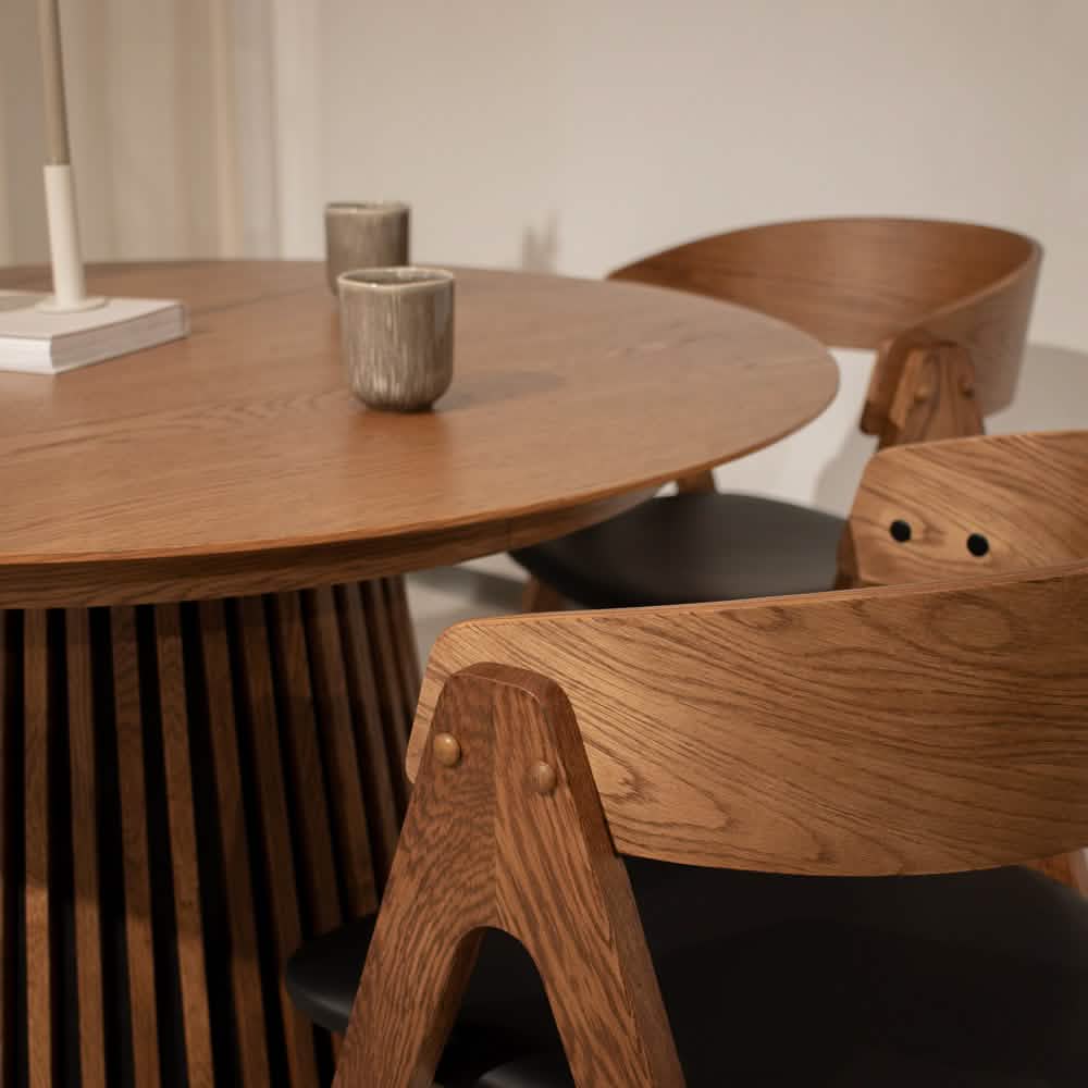 Måne Lamel Spisebord M. Tillægsplader - Espresso Ø120-165-210 cm