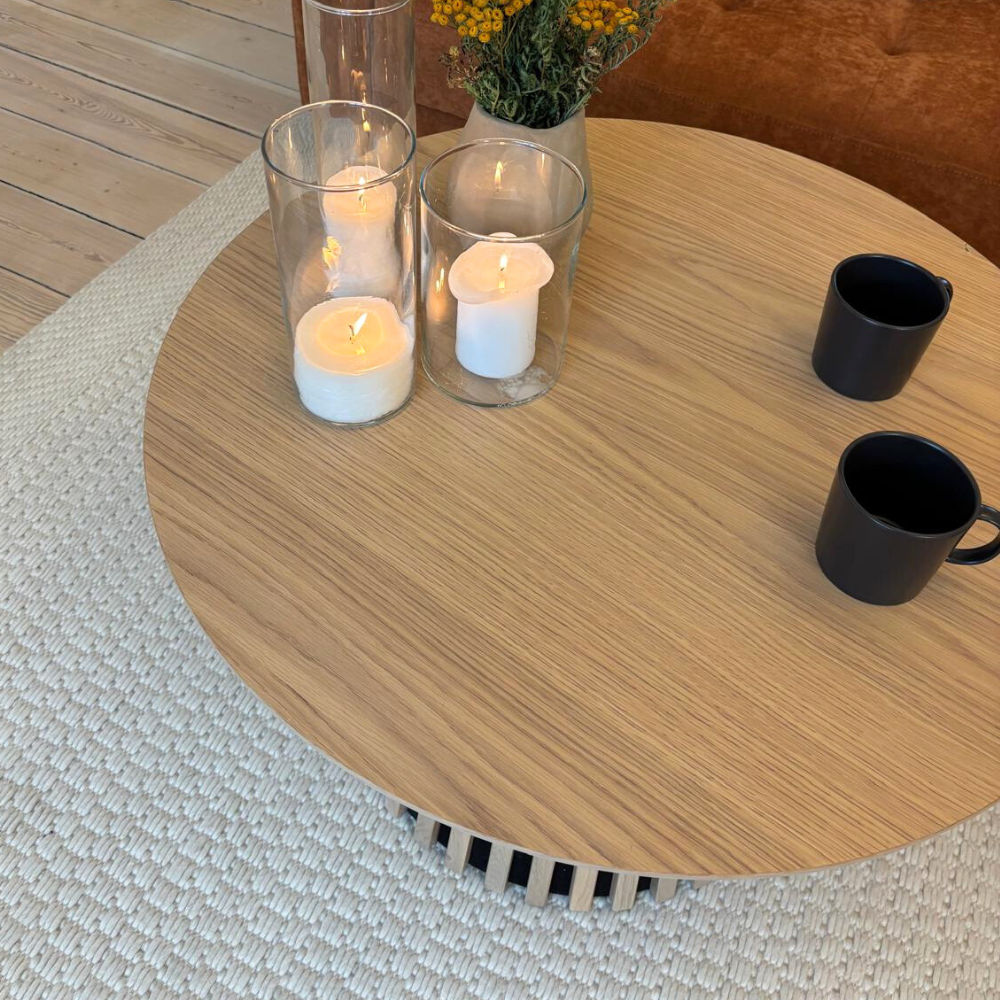 Måne Lamel Sofabord - Lys natur Eg Ø78 cm