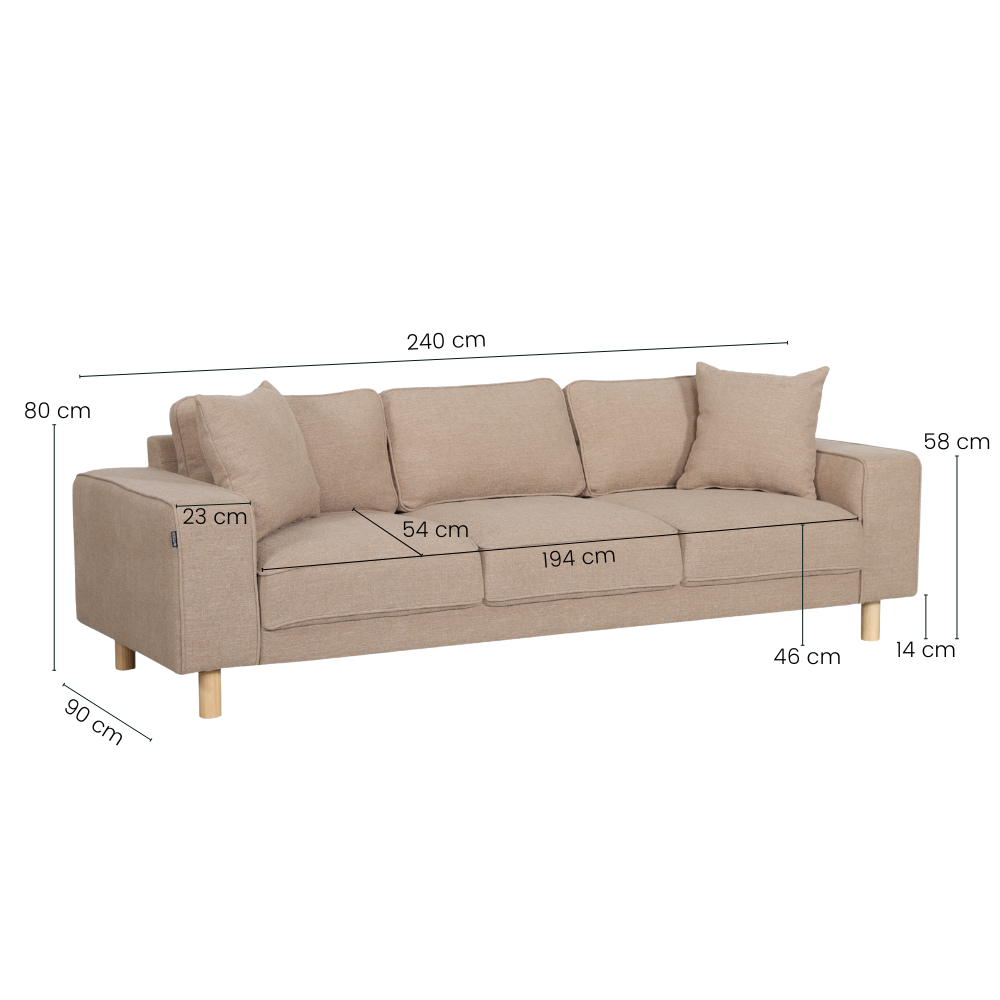 Maloy Sofa - 3-personers 240 cm - Beige
