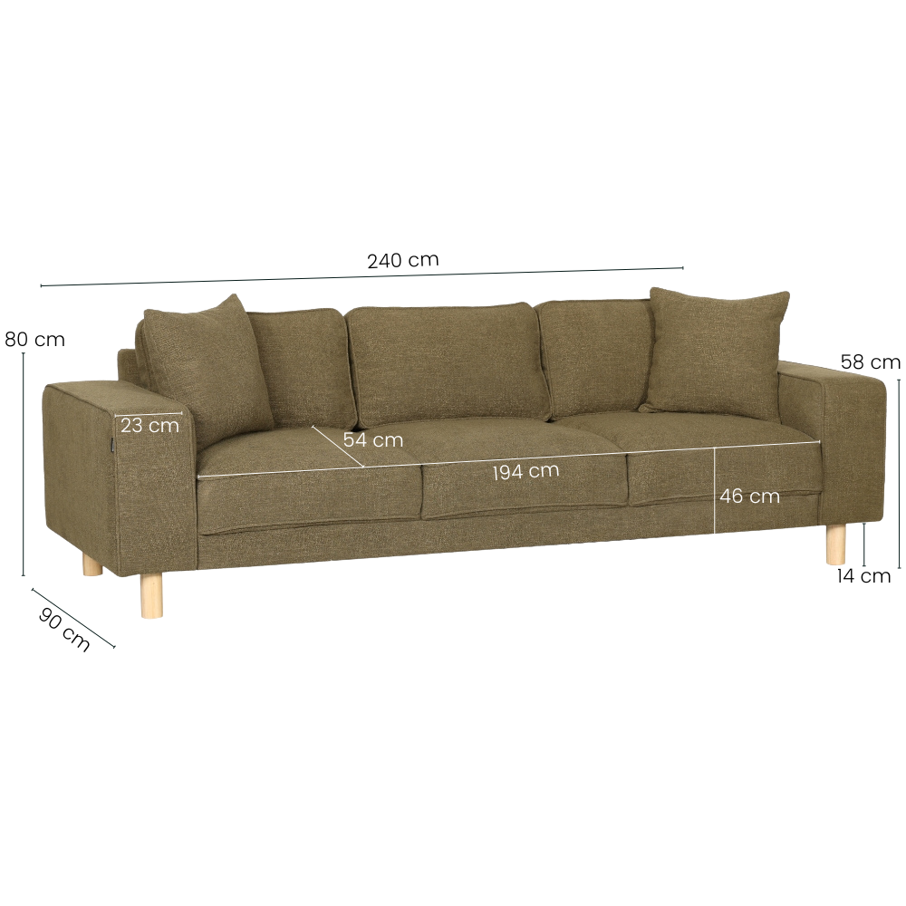 Maloy Sofa - 3-personers 240 cm - Grøn