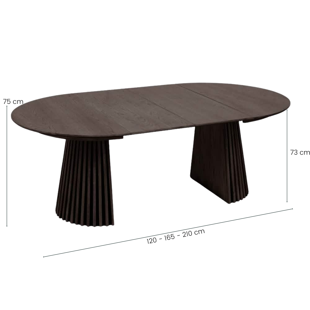 Måne Lamel Spisebord M.Tillægsplader - Ø120-165-210 cm - Smoked Eg