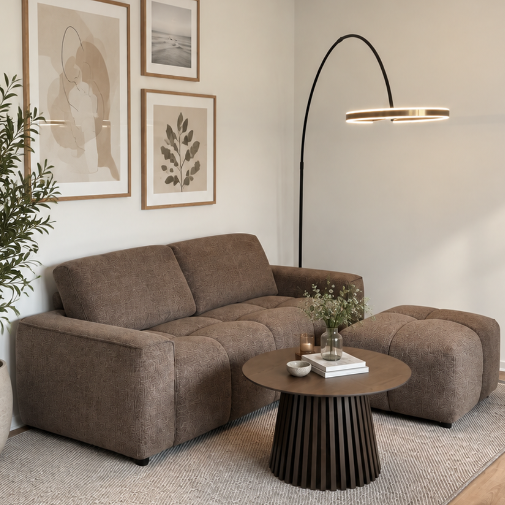 Maui Sofa m. Puf - 220 cm - Brun