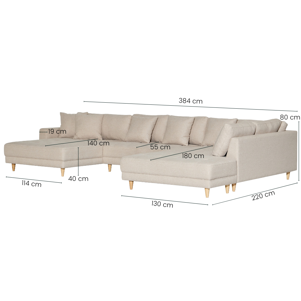 Milo U-Sofa - Højrevendt - Beige