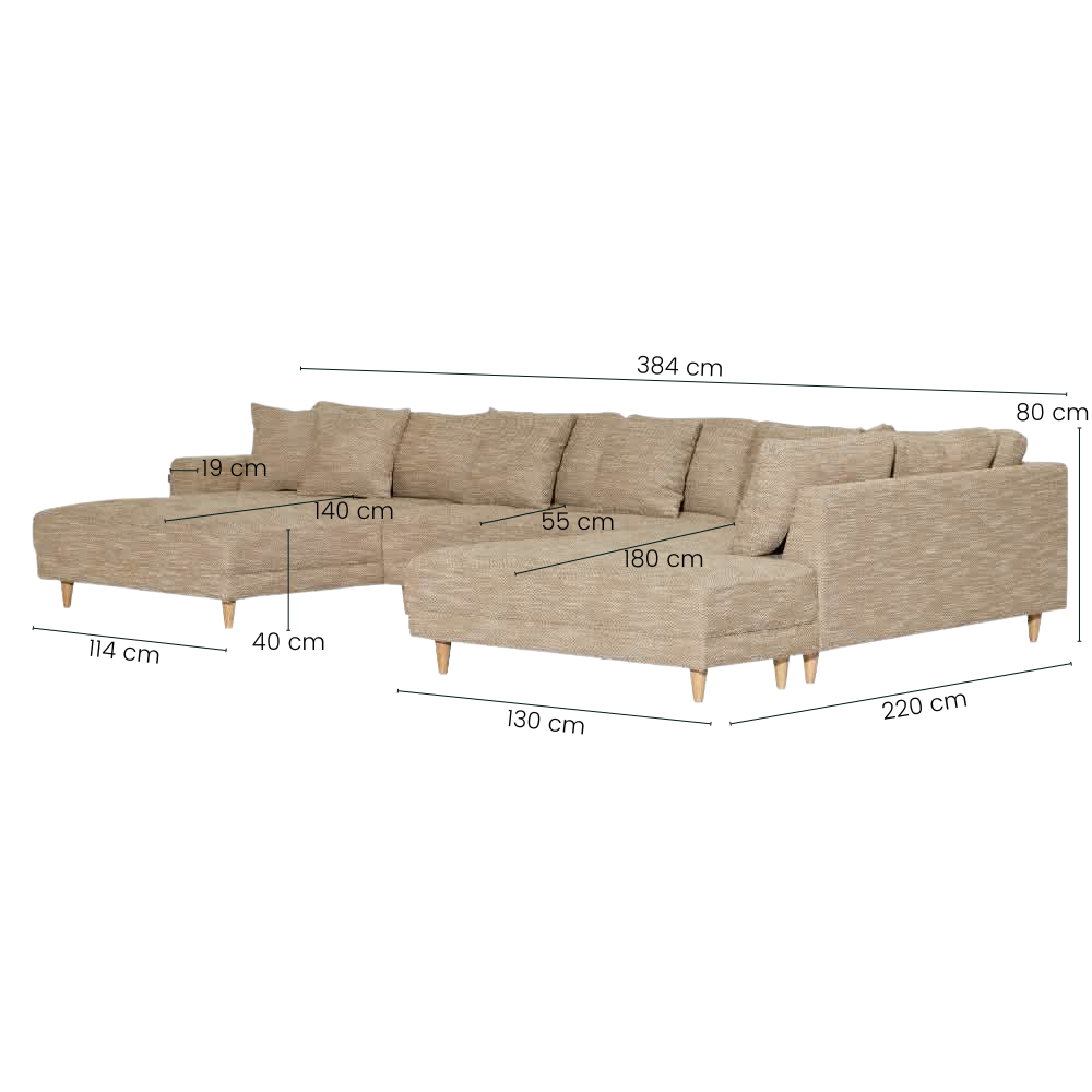 Milo U-Sofa - Højrevendt - Gul/Hvid