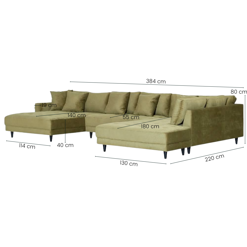 Milo U-Sofa - Højrevendt - Olivengrøn
