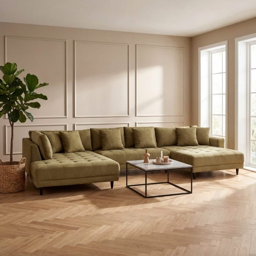 Milo U-Sofa i Venstrevendt - Olivengrøn