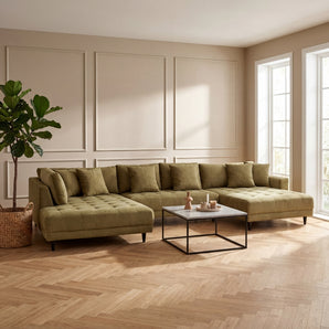 Milo U-sofa i venstrevendt - Olivengrøn