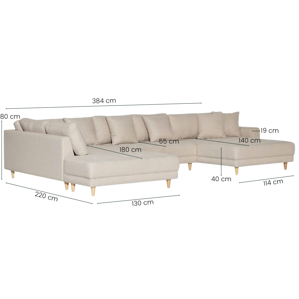 Milo U-Sofa - Venstrevendt - Beige