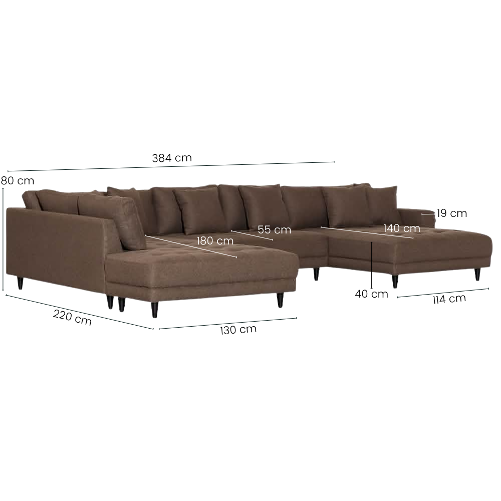 Milo U-Sofa - Venstrevendt - Brun