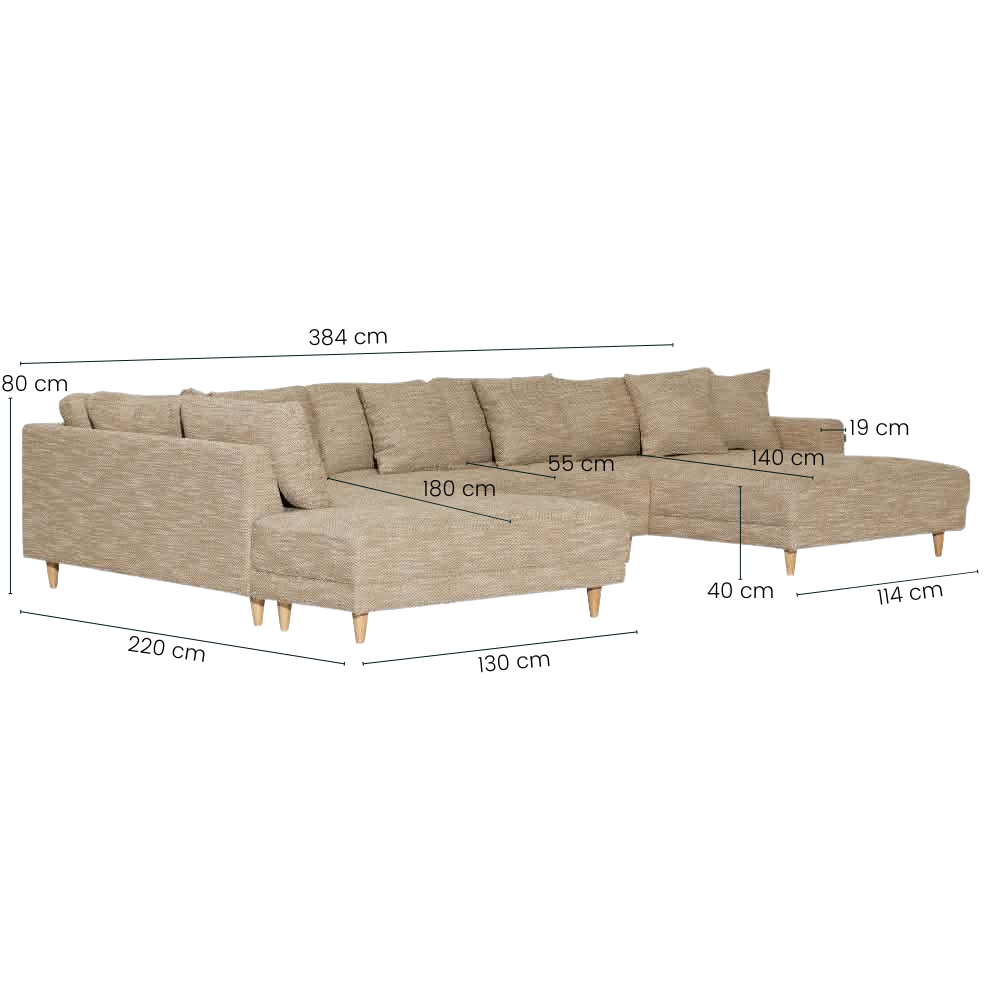 Milo U-Sofa - Venstrevendt - Gul/Hvid