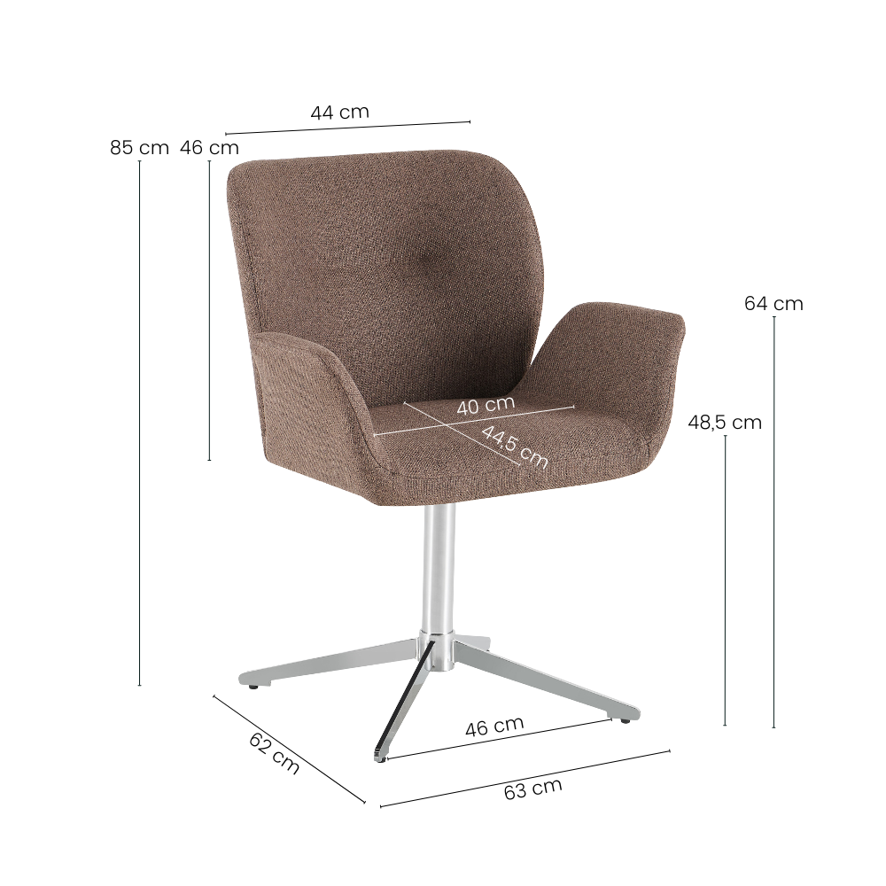 Harvie Spisebordsstol - Mokka Stof m. Chrome ben