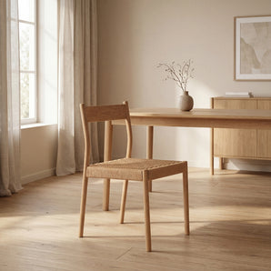 Monaco Spisebordsstol m. naturflet - Natur Egetræ