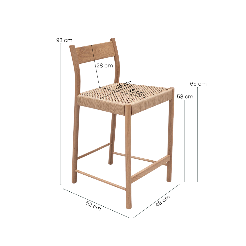 Monaco counter chair nature oak - w. rope