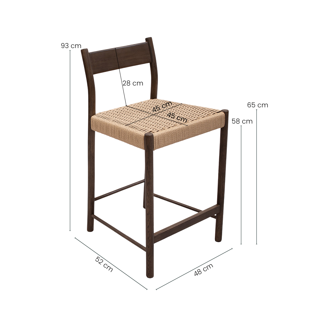 Monaco counter chair smoked oak - w. rope
