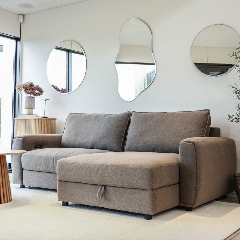 Naya Sofa med elektronisk modul - Højrevendt - Brun Boucle