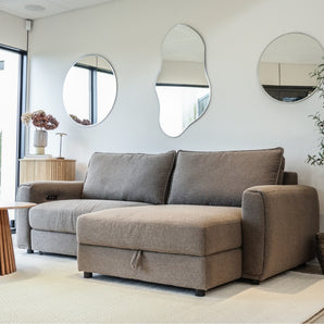 Naya Sofa med elektronisk modul - Højrevendt - Brun Boucle