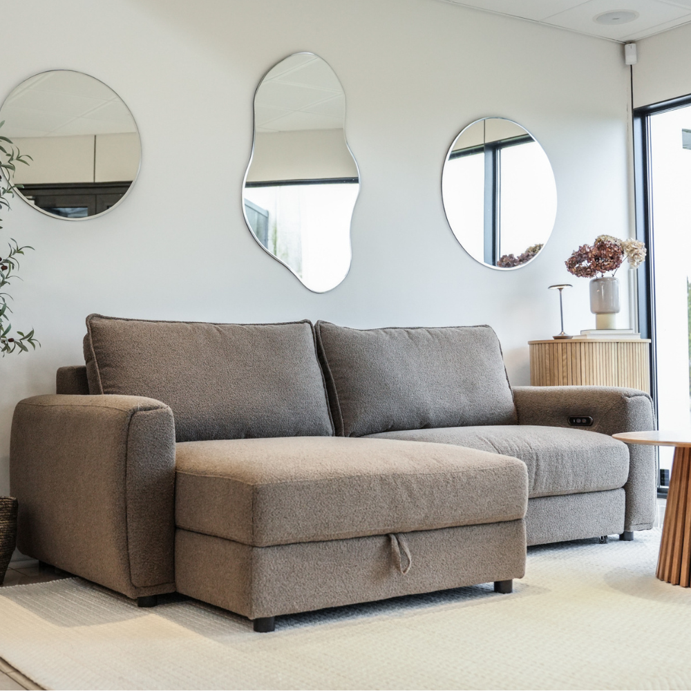 Naya Sofa med elektronisk modul - Venstrevendt - Brun Boucle