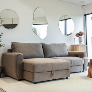 Naya Sofa med elektronisk modul - Venstrevendt - Brun Boucle